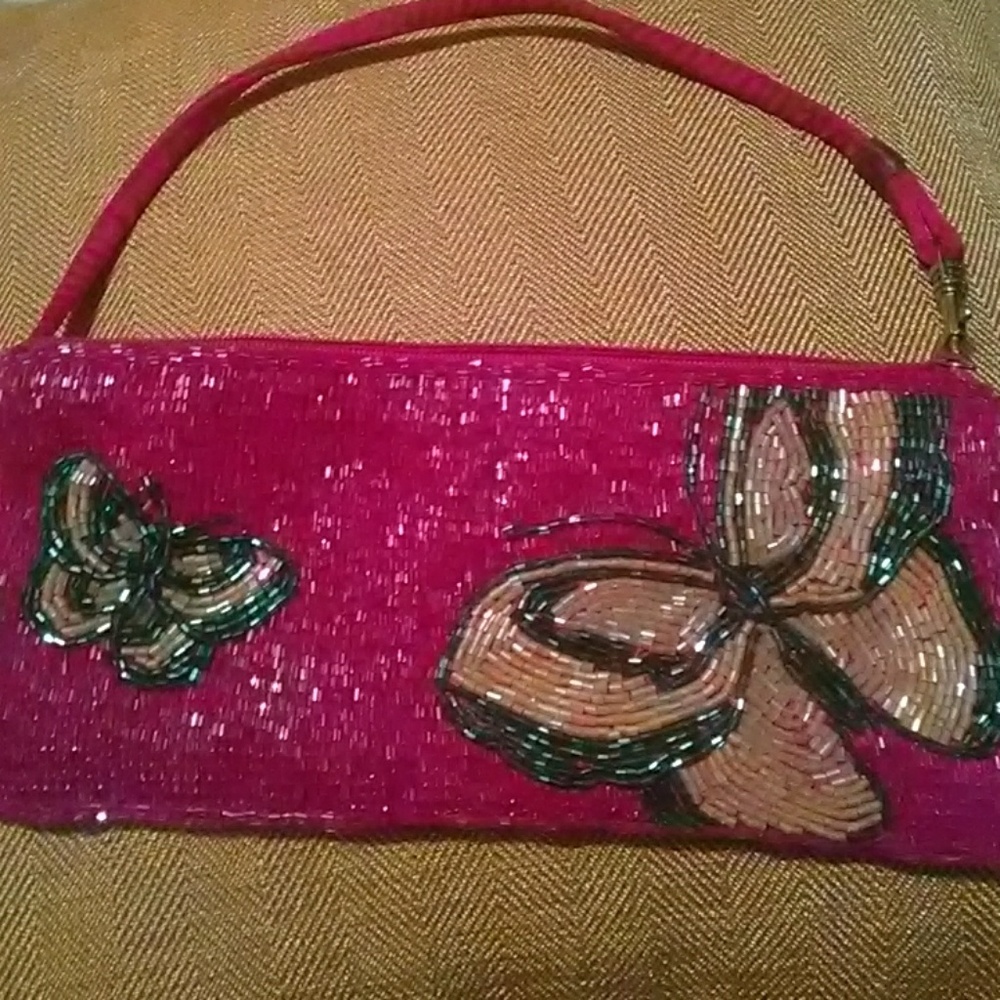 Liz claiborne beautiful intricate bead work clutch